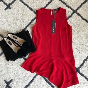 red Alton Gray assymetrical ruffle top Small